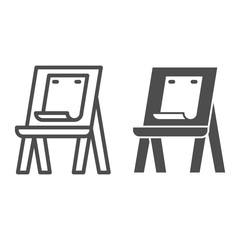 Poster - Easel with paper line and glyph icon. Art equipment vector illustration isolated on white. Artists easel outline style design, designed for web and app. Eps 10.