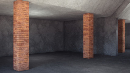 Wall Mural - Empty room concrete walls in 3d style on light background. Abstract grunge background. Cozy living room. Dirty vintage texture. Trendy texture. Interior 3d illustration. Architecture background.