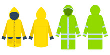 Raincoat. Vector Illustration Isolated On White.  Clothes Protecting From A Rain And A Strong Wind.
