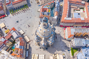 Wall Mural - View on the main city square with famous church of Our Lady. Dresden city, Germany