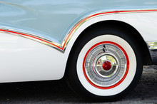 Close-up Of A Geometric Pinstripe And Coloring On A Vintage Car
