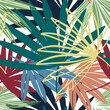 Vector seamless pattern. Palm leaves wallpaper. Hand drawn tropical background.