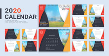 Desk Calendar 2020 Template, 12 Months And 13 Template With Cover Included In A5 But Easily To Changeable To Any Layout Or Size And Simply Replace With Your Image Background.