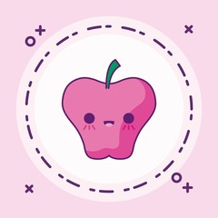 Poster - fresh apple fruit kawaii style