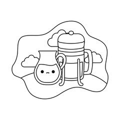 Sticker - teapot and bottle container kawaii style