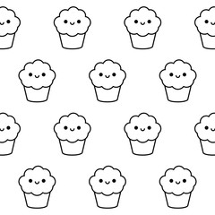 Sticker - pattern of delicious cupcakes kawaii style