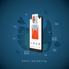 Wall Mural - Business smartphone with email marketing. Vector advertising