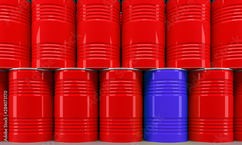 Cuadros en Lienzo many stacked colored barrels as industry symbol - 3D Illustration