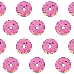 Poster - pattern of fresh and delicious donut kawaii style