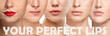 © master1305 - Beautiful close up faces on white background. Concept of filler injection, cosmetics, skincare and lifting, correction surgery, beauty and perfect skin. Colorful flyer for your ad. Lip augmentation.