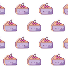 Wall Mural - pattern of delicious sliced cakes kawaii style