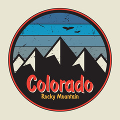 Poster - Colorado label or stamp with mountains