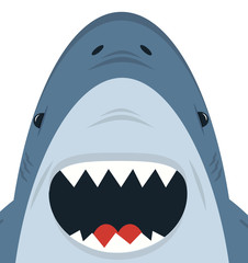 Wall Mural - Cute White Shark open mouth vector