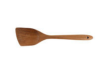 Wooden Spatula And Ladle On White Background.
