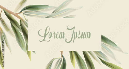 Green card leaves Vector watercolor. Summer ropic botanical posters