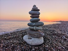 Stack Of Stones On The Beach