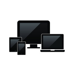 Poster - Smart Devices icon. Phone icon, tablet, laptop icon, computer screen. Symbol of notebook and mobile phone. Smart vector electronic device isolated on white background. 