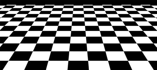 Aufkleber - Optical illusion. Abstract 3d black and white background. Chess board.