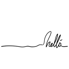 handwritten hello phrase word with continuous line style doodle