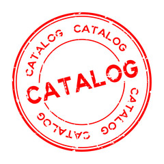 Sticker - Grunge red catalog word round rubber seal business stamp on white background