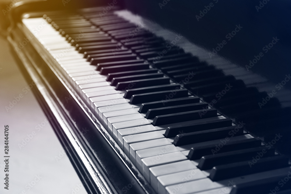 Keys of piano, closeup view