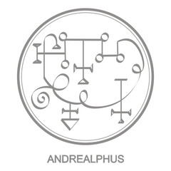 Vector icon with symbol of demon Andrealphus Sigil of Demon Andrealphus