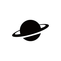 Poster - black vector sphere planet icon in white background and stars