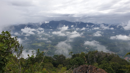  landscape of mountain with clouds