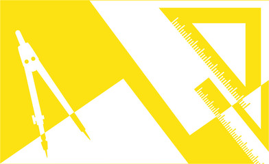 Architecture banner template. Rulers and compasses for drawing. Engineering project
