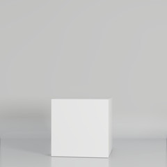 Poster - White cube on wall studio background. 3d rendering.