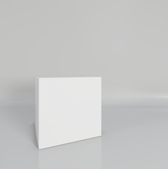Poster - White cube on wall studio background. 3d rendering.