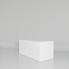Poster - White cube on wall studio background. 3d rendering.