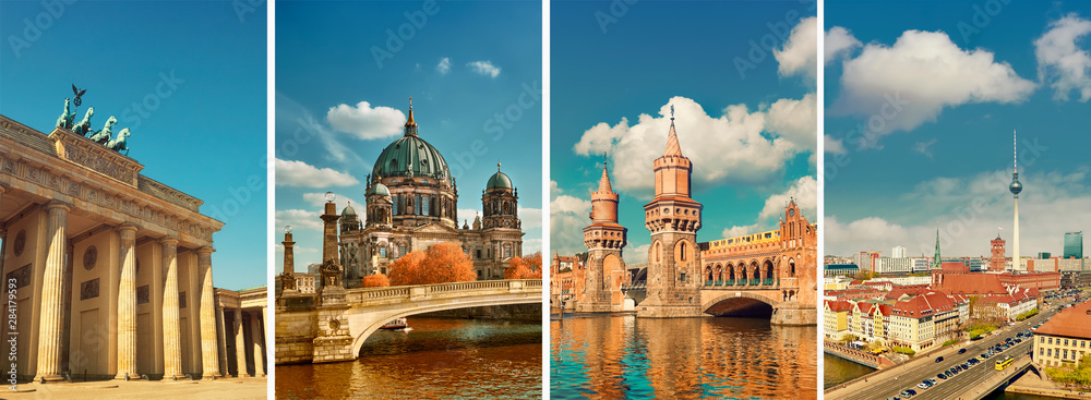 Obraz na płótnie Berlin landmarks, toned collage w salonie