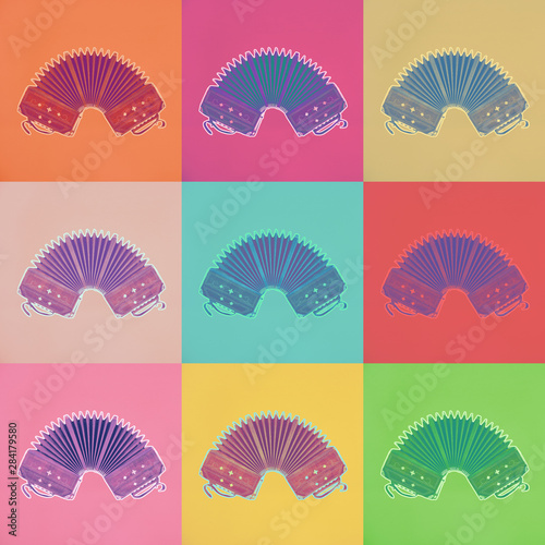 Bandoneon, photo collage in colorful pop art style Fototapeta