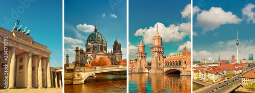 Obraz Dibond Zabytki Berlina, stonowany kolaż