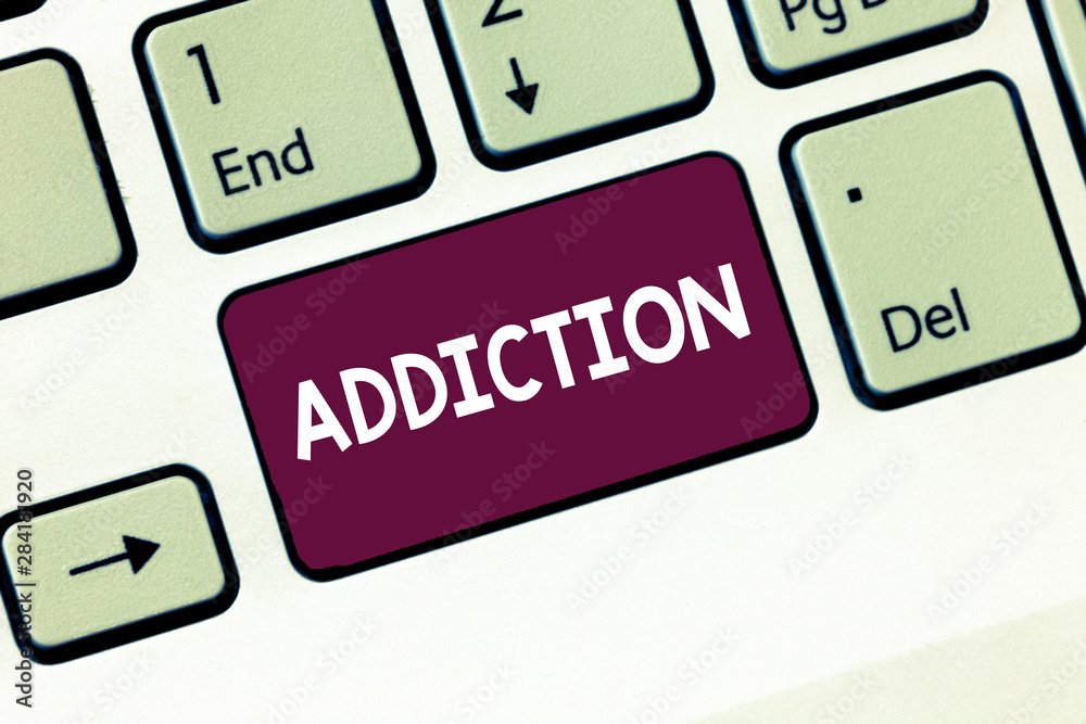 Writing note showing Addiction. Business photo showcasing condition of ...