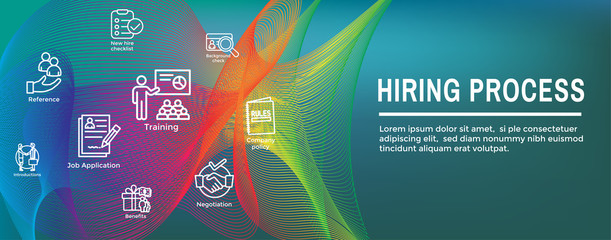 Wall Mural - Hiring Process icon set with web header banner