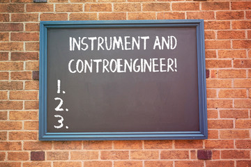 Poster - word writing text instrument and control engineer. business concept for automation engineering indus