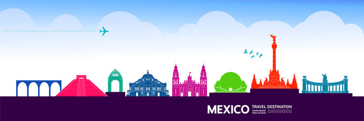 Wall Mural - Mexico travel destination grand vector illustration.