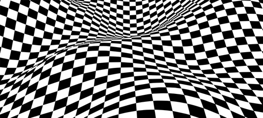 Aufkleber - Black and white abstract wave. Optical illusion. Twisted vector illustration.
