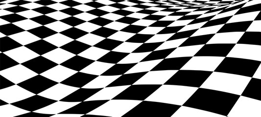Aufkleber - Black and white abstract wave. Optical illusion. Twisted vector illustration.
