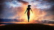 Silhouette of Woman Rising into Heaven. Levitation. Have a positive mindset.