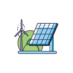 Sticker - solar panel energy with windmill air power