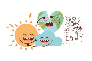 Poster - save the earth label icon