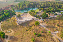 Aerial View Of Antipatrus Castle Or Binar Bashi Ottoman Era Fortress Near The Yarkon River In Israel
