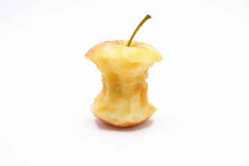 Wall Mural - Apple core eaten on white background