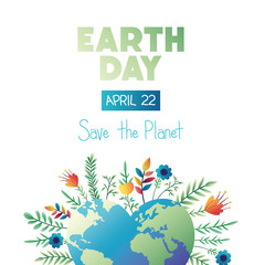 Poster - earth day label icon vector illustration