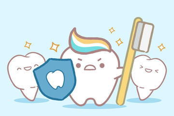 Wall Mural - cute cartoon tooth health concept