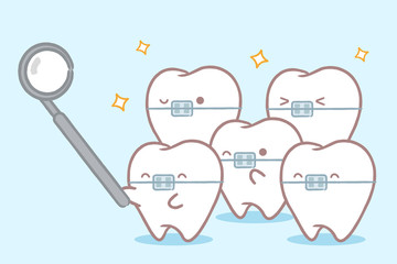 Sticker - tooth with dental care concept