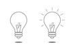 © doodlart - Light bulb set. Turned off and glowing. Line art on white background.